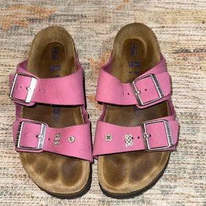 Orchid (pink purple) leather Birkenstock Arizona sandals 37